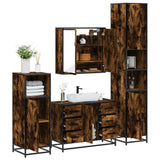 4 Piece Bathroom Furniture Set Smoked Oak Engineered Wood 3301202