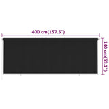 Outdoor Roller Blind 400x140 cm Black HDPE 312951