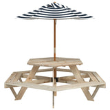 Picnic Table for 6 Kids with Umbrella Hexagon Solid Wood Fir 3281626