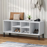Shoe Rack with Metal Legs White 106x35x45 cm Solid Wood OSLO 350996