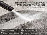 1800W High Pressure Washer, 150 Bar Pressure, 510 L/h Flow, High-Performance Portable Power Washer T3398P324016