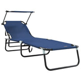 Folding Sun Lounger Folding Blue 190 x 57 x 81 cm Oxford 42003128