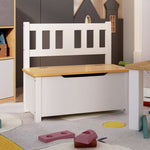 Children Storage Bench White and Beige 60x30x55 cm MDF 10408