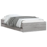 Bed Frame with Drawers without Mattress Grey Sonoma 100x200 cm 3207292