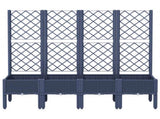 Garden Planter with Trellis Blue Grey 160x40x142 cm PP 367931