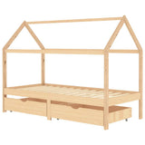Kids Bed Frame with Drawers Solid Pine Wood 90x200 cm 322138