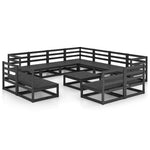 12 Piece Garden Lounge Set Black Solid Pinewood 3075893
