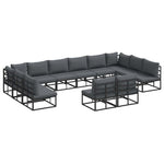 Garden Sofa Set with Cushion Black Aluminium 3378918