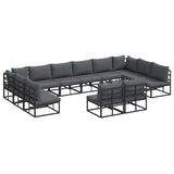 Garden Sofa Set with Cushion Black Aluminium 3378918