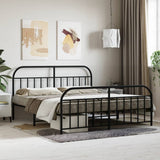 Bed Frame Black Powder-Coated Steel 160 x 200 cm Bed Frame 353656