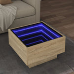 ZNTS Coffee Table with LED Sonoma Oak 50x50x30 cm Engineered Wood 847506