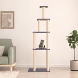 Cat Tree with Sisal Scratching Posts Dark Grey 183 cm 171746