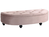 Semi-Circle Ottoman Storage Bench, Bed End Bench, Tufted Upholstered Window Seat Footrest Stool with T3398P344709