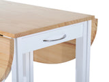 Folding 3 Pieces Bar Table Set, Mobile Dining Table and 2 Stools with Storage Shelf, 2 Drawers and 6 T3398P330500