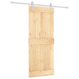Sliding Door Natural and White 85 x 210 cm Solid Pine Wood 3444953