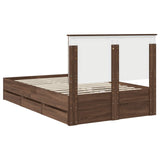 Bed Frame with Drawer Brown Oak 135 x 190 cm Engineer Wood 3409474