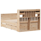 Bookcase Bed without Mattress 135x190 cm Double Solid Wood Pine 3308936