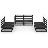6 Piece Garden Lounge Set Black Solid Pinewood 3075413