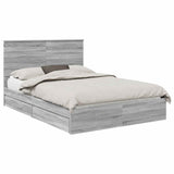Storage Bed Grey Sonoma 140 x 200 cm Engineered Wood 3411206