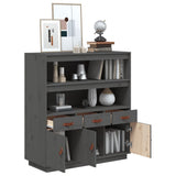 Highboard Grey 100x40x108.5 cm Solid Wood Pine 820164