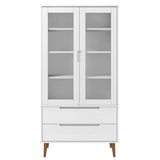 Vitrine Cabinet MOLDE White 90x35x175 cm Solid Wood Pine 350544