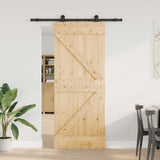 Sliding Door NARVIK 85 x 210 cm Natural and Black 3445216