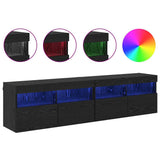 TV Wall Cabinets with LED 2 pcs Black Oak 80 x 30 x 40 cm 882982