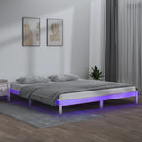 LED Bed Frame without Mattress White 160x200 cm Solid Wood 820617