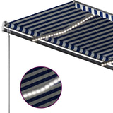 Manual Retractable Awning with LED 350x250 cm Blue and White 3069721