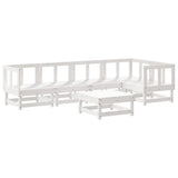 6 Piece Garden Lounge Set White Solid Wood Pine 3186446