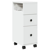 Narrow Bathroom Cabinet with Wheels White Engineered Wood 855232