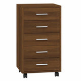 Drawer Cabinet with Castors Brown Oak Engineered Wood 342676