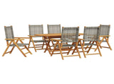 Garden Dining Set Folding 7 pcs Grey Solid Acacia Wood 3375733