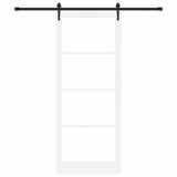 Sliding Door ORKDAL White 93 x 232 cm Solid Pine Wood and Glass 3332488