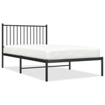 ZNTS Metal Bed Frame without Mattress with Headboard Black 100x190cm 350858