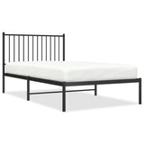 ZNTS Metal Bed Frame without Mattress with Headboard Black 100x190cm 350858