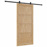 Sliding Door Manual Natural and black 93 x 202 cm 3333486