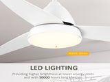 Reversible Ceiling Fan with Light, 3 Blades Indoor Modern Mount White LED Lighting Fan with Remote T3398P329551