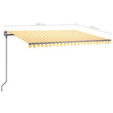 ZNTS Manual Retractable Awning with Posts 4x3 m Yellow and White 3070138