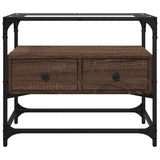 TV Cabinet with Glass Top Brown Oak 60x35x51 cm Engineered Wood 846058