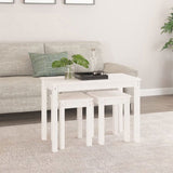 Nesting Tables 3 pcs White Solid Wood Pine 824979