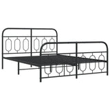 Metal Bed Frame without Mattress with Footboard Black 140x190cm 377135