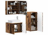 Bathroom Furniture Set 4 pcs Old Wood Engineered Wood and Glass 3407453