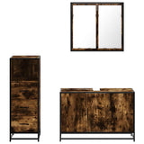 3 Piece Bathroom Furniture Set Smoked Oak Engineered Wood 3301012