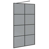 Walk-in Shower Wall Black 115 x 195 cm Tempered Glass 42022050