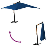 Cantilever Garden Parasol with Wooden Pole 400x300 cm Azure Blue 318435