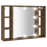 ZNTS Mirror Cabinet with LED Brown Oak 76x15x55 cm 820447