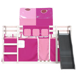 Bunk Bed without Mattress with Slide and Curtains Pink 90x200 cm 3284139