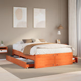 Bed Frame without Mattress with Drawers Wax Brown 140x190 cm Solid Wood Pine 3308818