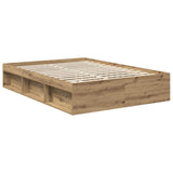 Bed Frame Artisian Oak 140 x 190 cm Solid Pine Wood 3412906